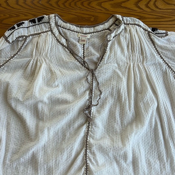 Sundance smocked peasant Boho shirt size L - Picture 3 of 14